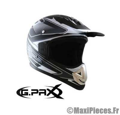 Casque Cross G-PAX (Homologué) gris/noir (57-58 cm / taille M) *Prix discount !