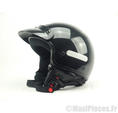 Casque demi jet de marque Rook noir brillant (Homologué) Taille S (55-56 cm) *Déstockage !