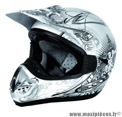 Casque cross RC Assault Helmets Taille XL (61-62 cm) blanc *Déstockage !