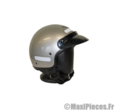 Casque demi jet de marque Rook gris argent brillant (Homologué) Taille M (57-58 cm) *Déstockage !