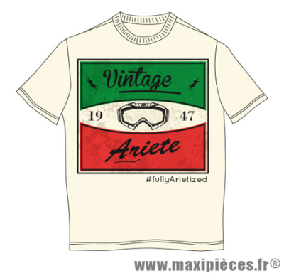Tee-shirt manches courtes blanc Ariete Vintage taille XL *Prix discount !
