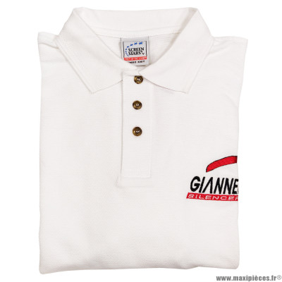 Polo manches courtes blanc logo Giannelli Silencers taille XL *Déstockage !