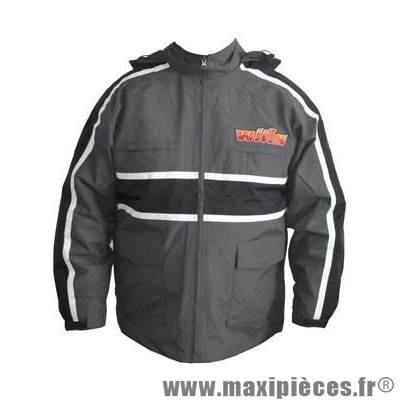 Veste de pluie moto à capuche Wiils taille M gris et noir *Prix discount !