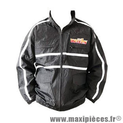 Veste de pluie noir à capuche Wiils taille L pour moto *Prix discount !