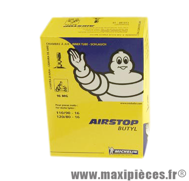 Chambre à air 16 pouces Michelin (110/90x16 et 120/80x16) - valve standard droite *Prix spécial !