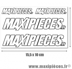 Stickers officiels Maxipièces blanc sur fond transparent (planche 15,5 x 10 cm)