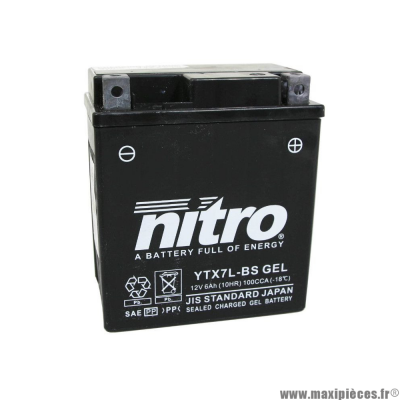 Batterie 12V 6ah NTX7L-BS AGM gel prêt a l'emploi sans entretien (dimension: Lg114xL71xH131)