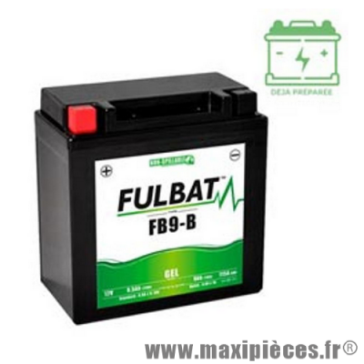 Batterie gel FB9-B 12V 9 AH (équivalente à une YB9-B) prêt à l'emploi sans entretien (dimension: Lg135 L75 H139)