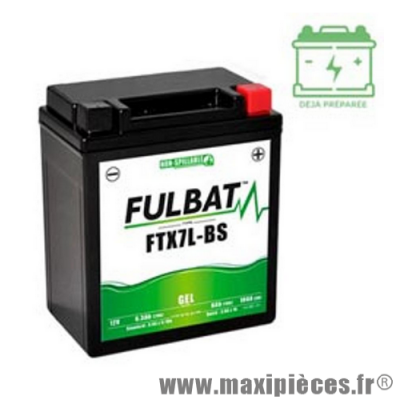 Batterie gel FTX7L-BS 12V 6 AH (équivalente à une YB9-B) prêt à l'emploi sans entretien (dimension: Lg113 L70 H130)