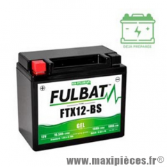 Batterie gel FTX12-BS 12V 10 AH (équivalente à une YTX12-BS) prêt à l'emploi sans entretien (dimension: Lg150 L87 H130)