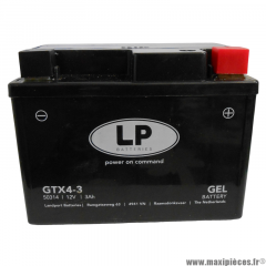 Batterie gel Landport GTX4-3 12V 3A pièce pour Scooter, Mécaboite, Maxi Scooter, Moto, Quad