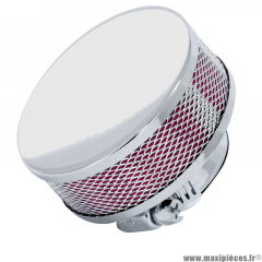 Filtre a air Ø 28/35mm cylindrique extra plat droit chromé montage sur carburateur adaptable ou Dellorto PHVA/PHBN/PHBG (12/16/17,5/19/21)/Gurtner (scooter)