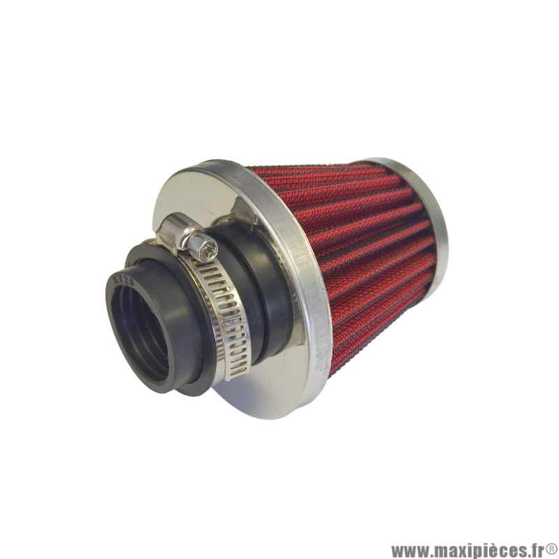 Filtre a air Ø 28/35mm cornet droit chromé average montage sur carburateur adaptable ou Dellorto PHVA/PHBN/PHBG (12/16/17,5/19/21)/Gurtner (scooter) * Prix spécial !