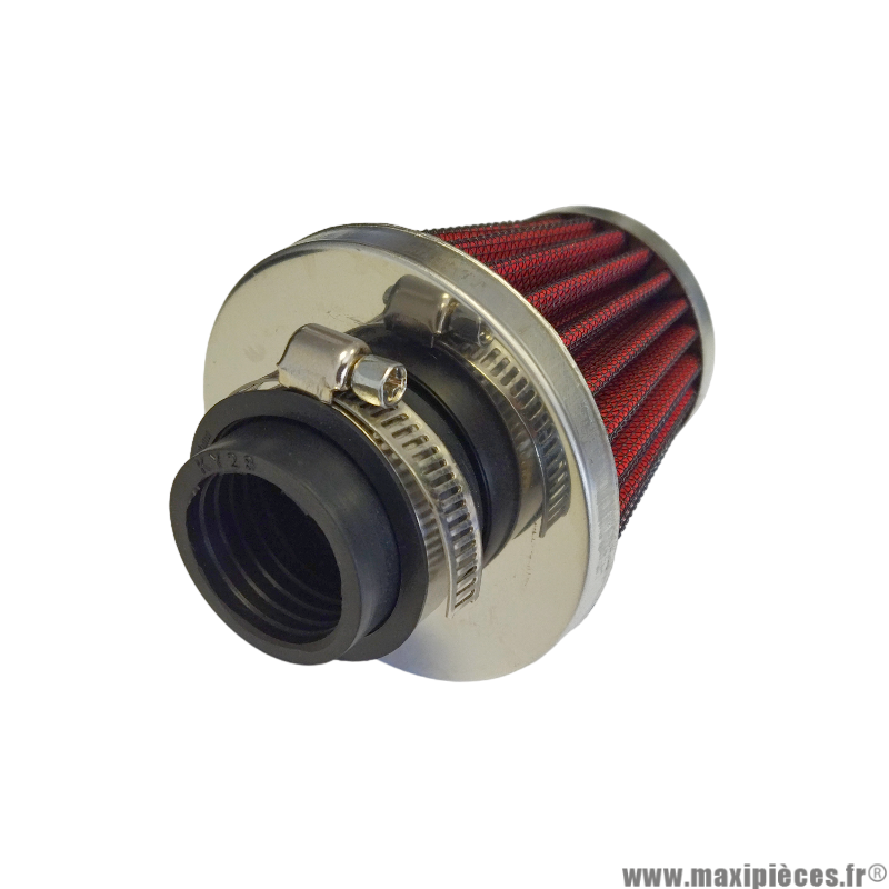 Filtre a air Ø 28/35mm cornet droit chromé average montage sur carburateur adaptable ou Dellorto PHVA/PHBN/PHBG (12/16/17,5/19/21)/Gurtner (scooter) * Prix spécial !