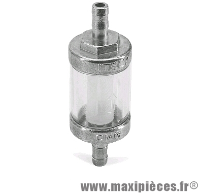 Filtre essence transparent cylindrique Ø8mm démontable