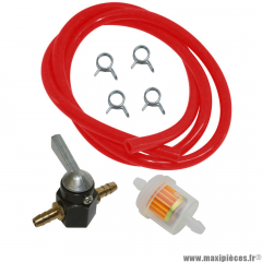 Pack robinet d'essence universel durite rouge (diamètre 6mm) pour moto, scooter et autres
