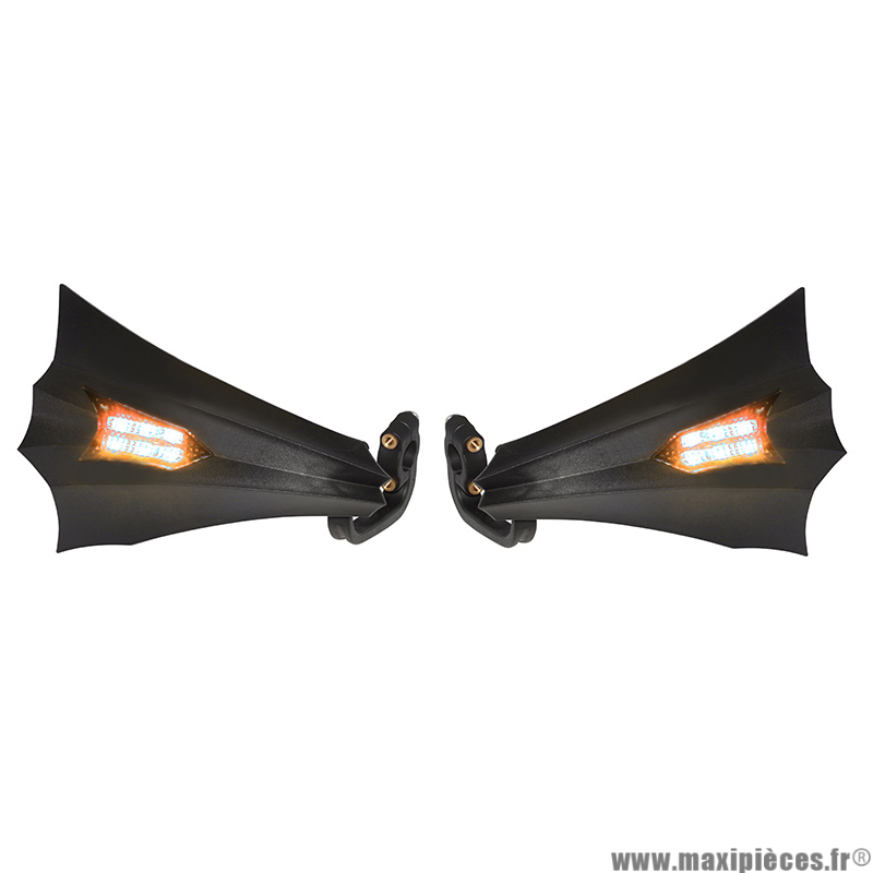 Paire de protège main xrun noir avec leds orange (6 leds)