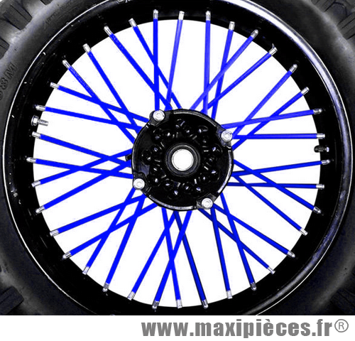 Couvre rayons spoke skins bleu pour jante moto 19 et 21 pouces