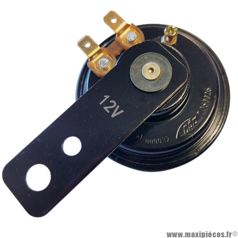 Avertisseur klaxon 12 volts noir/rouge universel (diamètre 66mm) pour scooter cyclomoteur moto 50 à boite quad et autres * Prix spécial !