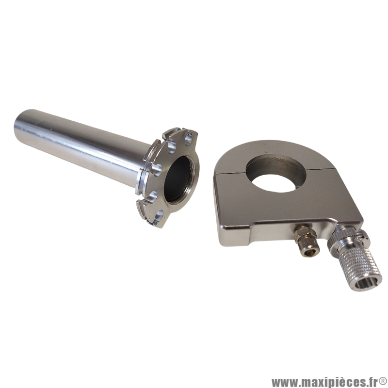 Poignée de gaz universelle en aluminium CNC – Finition argent, vis creuse 10x1.25 incluse