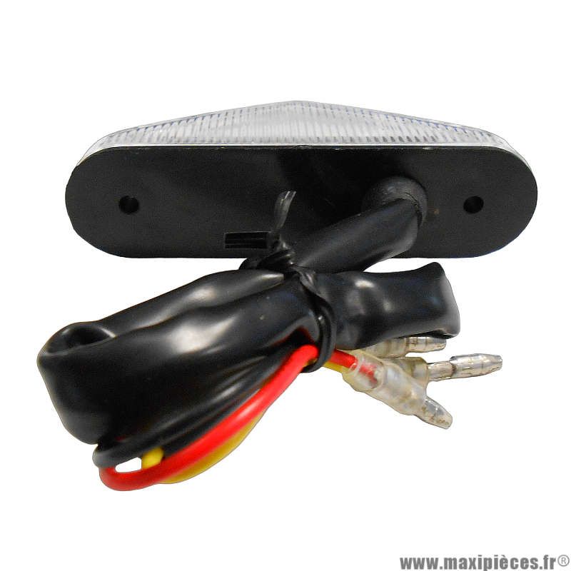 Feu arrière universel triangle transparent 6 leds rouges pour moto 50 à boite et autres (Homologué CE)