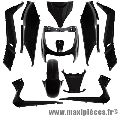 Kit carrosserie noir brillant pour yamaha x-max 125 mbk skycruiser de 06 à 09 (10 pièces)