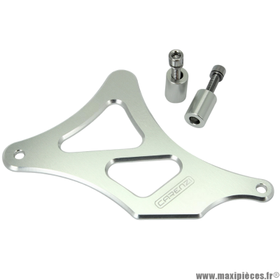 Cache pignon en aluminium silver argent Carenzi pour 50 à boite avec un moteur Minarelli am6 Mbk Yamaha Beta Rieju Sherco