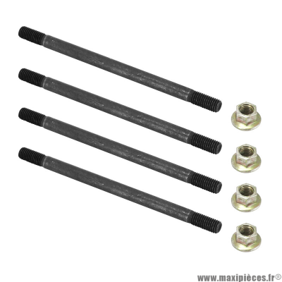 Jeu de 4 goujons avec écrous de cylindre pour moteur minarelli am6 Aprilia, Beta, Fantic, Malaguti, Mbk, Peugeot, Rieju, Sherco, Yamaha