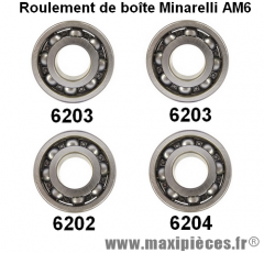 Kit roulement pour boîte de vitesse minarelli am6 50CC