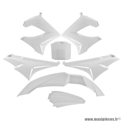 Kit carrosserie carénage blanc pour 50 a boite Derbi Senda drd x-treme x-race 1994 à 2010 (7 pièces) * Prix spécial !