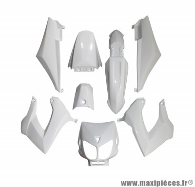 Kit carrosserie carénage blanc pour 50 a boite derbi senda drd x-treme x-race 1994 à 2010 (8 pièces)