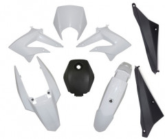 Kit carrosserie/carénages (8 pièces) blanc brillant pour moto derbi senda drd extrem Gilera rcr smt de 2011 à 2017 * Prix spécial !