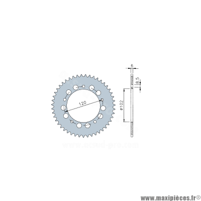 Couronne de kit chaine (420) 47 dents pour 50 à boite : aprilia rs 50 après 1999.