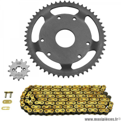 Kit chaine Afam (Chaine pas 420, pignon 13dents, couronne 53 dents diamètre intèrieur 53mm 6 trous de fixation pour 50 à boite Derbi senda sm classic de 1999 à 2003 démultiplication d'origine