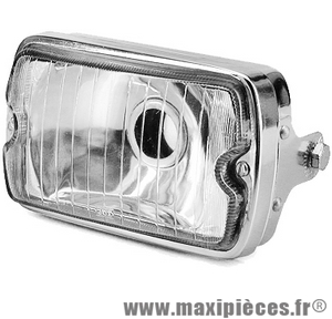 Phare rectangle optique chromé adaptable pour moto ou mobylette Peugeot 103 MBK 51...