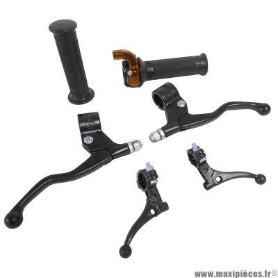 Kit poignée de gaz+levier mini targa noir pour mob peugeot 103, mbk 51