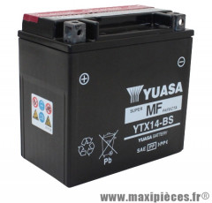 Batterie YTX14-BS 12v / 12ah Yuasa pour moto, quad, maxiscooter (Piaggio Mp3 400/500cc)