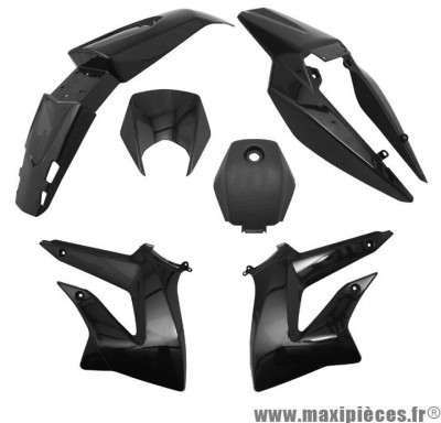 Kit 6 pièces carénage noir brillant pour 50 à boite derbi senda drd après 2011