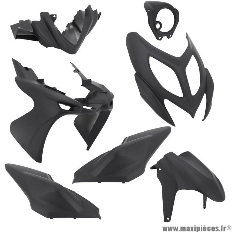 Kit 7 pièces carrosserie noir mat pour scooter mbk nitro / yamaha aerox à partir de 2013
