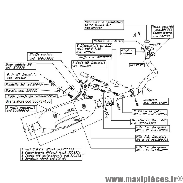 Pot/échappement Sito pour scooter Peugeot Kisbee 4T 50cc de 2010 à 2020 (Carburateur ou injection)