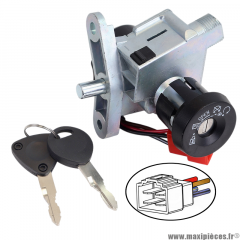 Contacteur à clé scooter 4 fils adaptable scooter Mbk/Yamaha Ovetto/Neos à partir de 2008 (4T) - Nitro/Aerox à partir de 2013 (2T/4T)