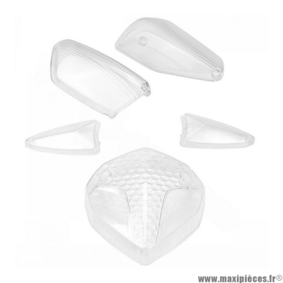 Kit cabochons 5 pièces feu arrière+clignotants avant et arrière transparent pour scooter mbk nitro et yamaha aerox après 2013