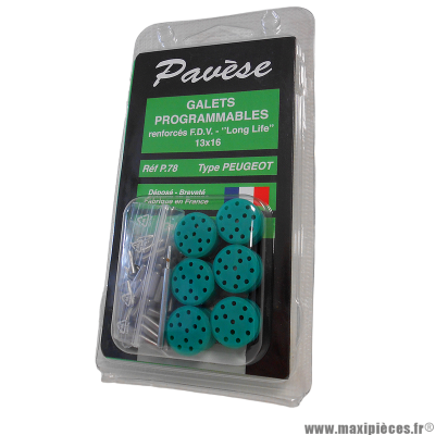Jeu de 6 galets 13x16 programmable de 2.5grammes à 8.5grammes pour variateur origine peugeot et autre