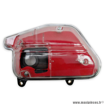 Filtre/boite a air transparent avec mousse rouge pour scooter Mbk booster et Yamaha Bws 50cc 2T motorisation Minarelli vertical
