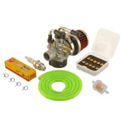 Pack carburation 17,5 racing pour MBK Booster et Yamaha BW's (>2003) avec starter manuel Durite verte fluo incluse * Offre spéciale !