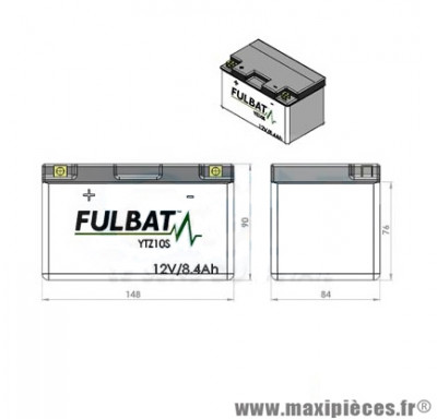 BATTERIE MOTO / SCOOT / QUAD YTZ10S FULBAT 12V8.6AH GEL SANS ENTRETIEN LG150 L88 H93