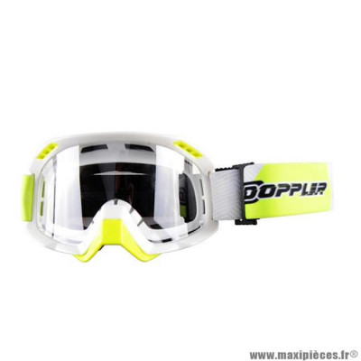 Masque cross anti-buee et anti-rayure marque Doppler couleur blanc & jaune