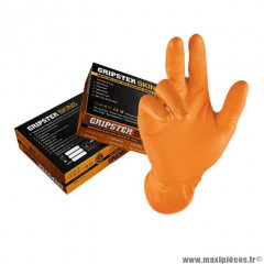 Boite de 50 gants d'atelier jetable t10 xl nitrile haute resistance couleur orange