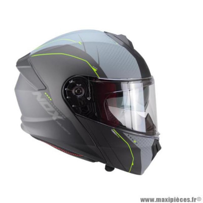 Casque type integral modulable marque Nox n960 shake gris nardo / jaune fluo taille xs