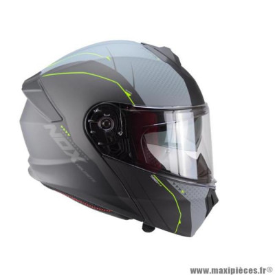 Casque type integral modulable marque Nox n960 shake gris nardo / jaune fluo taille l